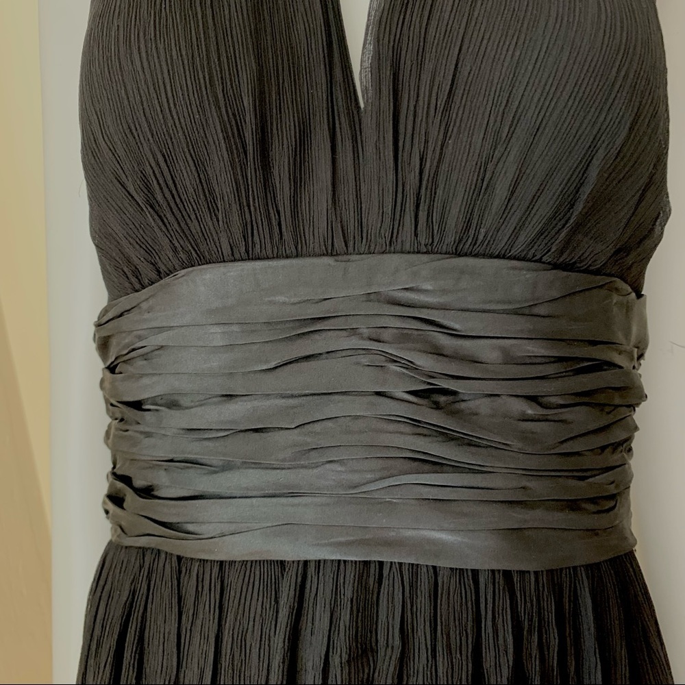 MAGGY LONDON Silk Halter Fit & Flare Midi Dress Black LBD Party Size 6P - Picture 4 of 16